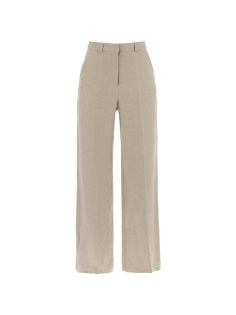 Twig Grey Linen Twill Wide Leg Pants SKALL STUDIO JOHN JULIA.