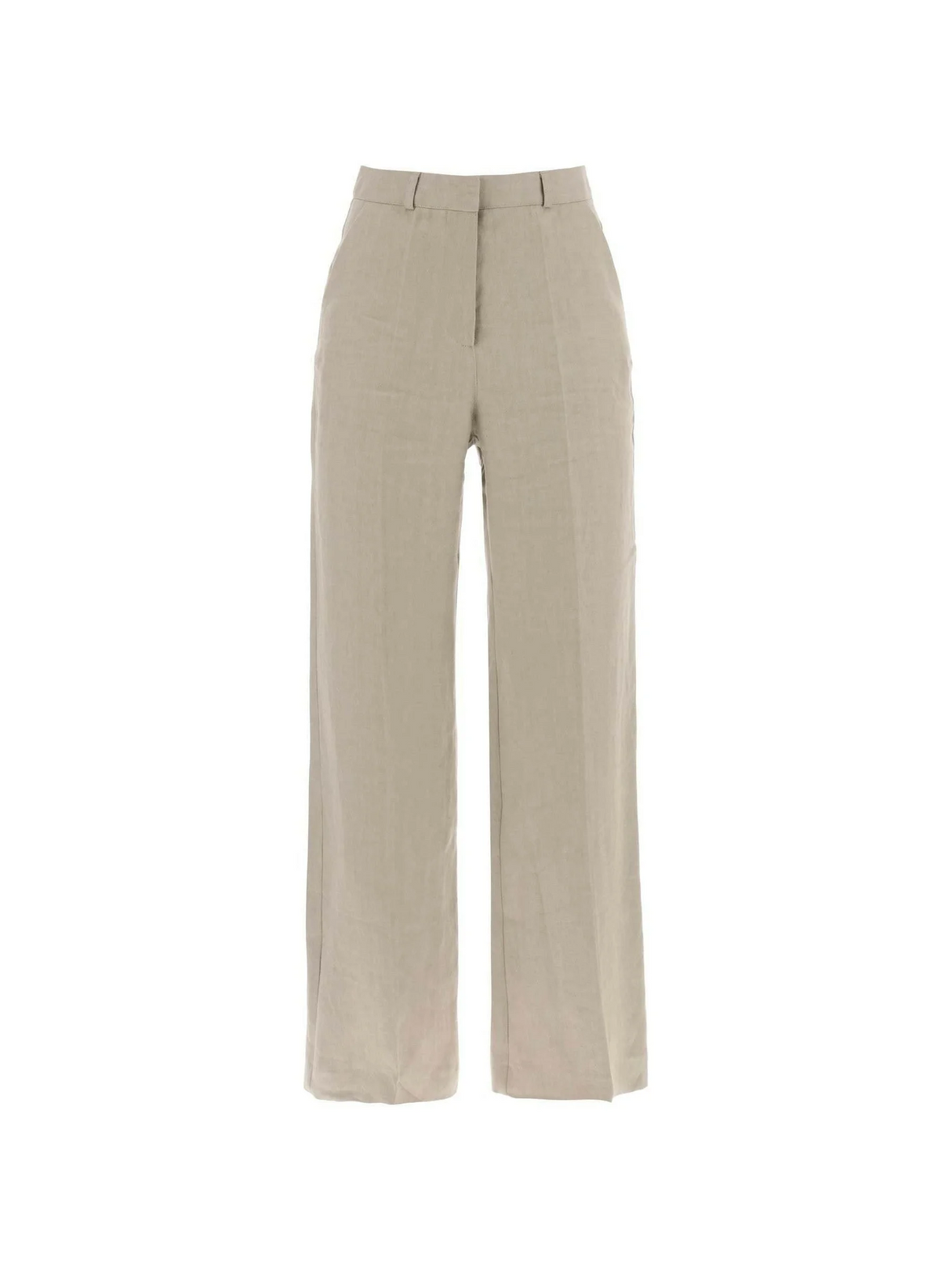 Twig Grey Linen Twill Wide Leg Pants SKALL STUDIO JOHN JULIA.