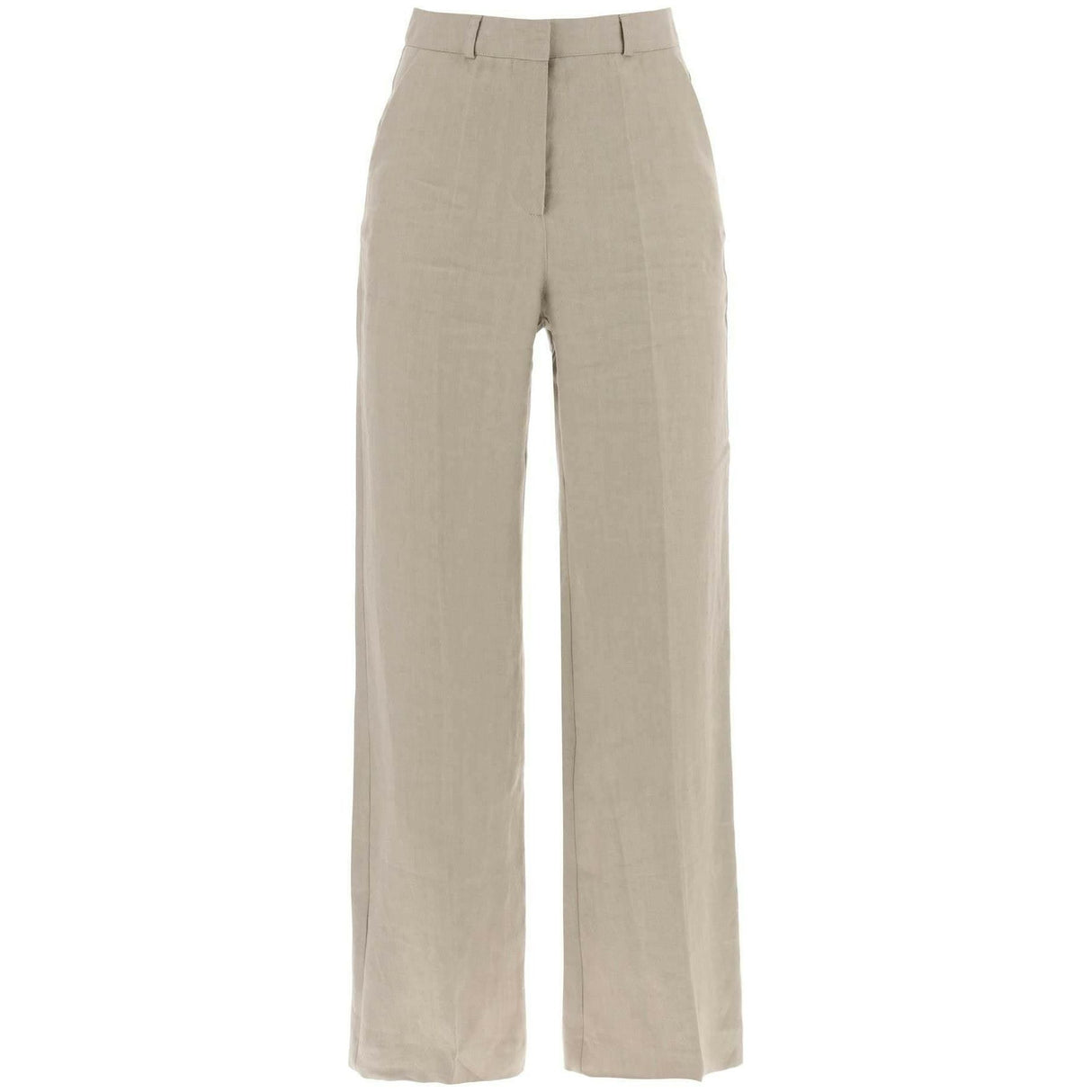 Twig Grey Linen Twill Wide Leg Pants SKALL STUDIO JOHN JULIA.