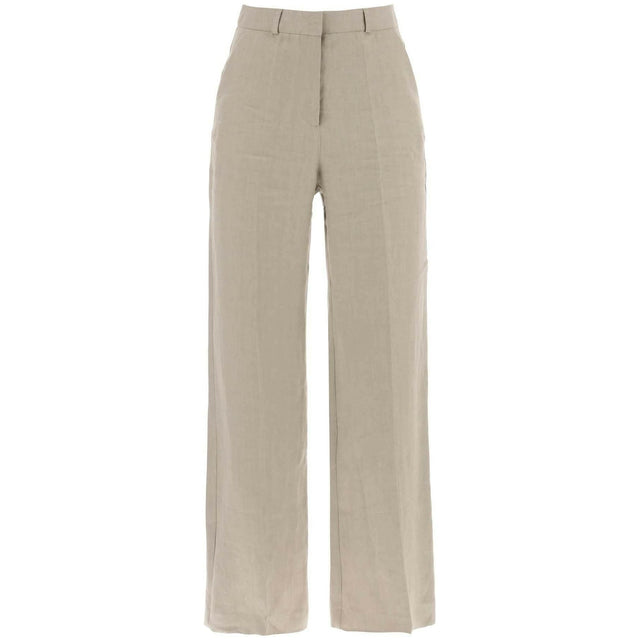 Twig Grey Linen Twill Wide Leg Pants SKALL STUDIO JOHN JULIA.