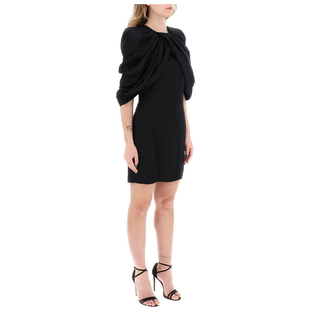 STELLA MCCARTNEY - Black Mini Dress With Wide Petal Sleeves - JOHN JULIA