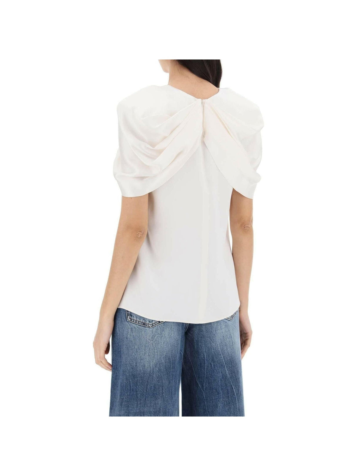 STELLA MCCARTNEY-Cream Satin Blouse-JOHN JULIA