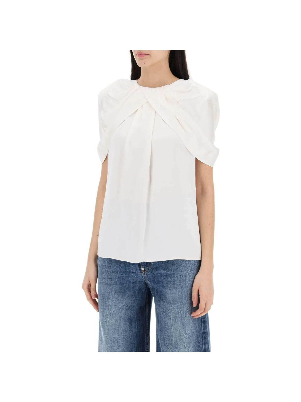 STELLA MCCARTNEY-Cream Satin Blouse-JOHN JULIA