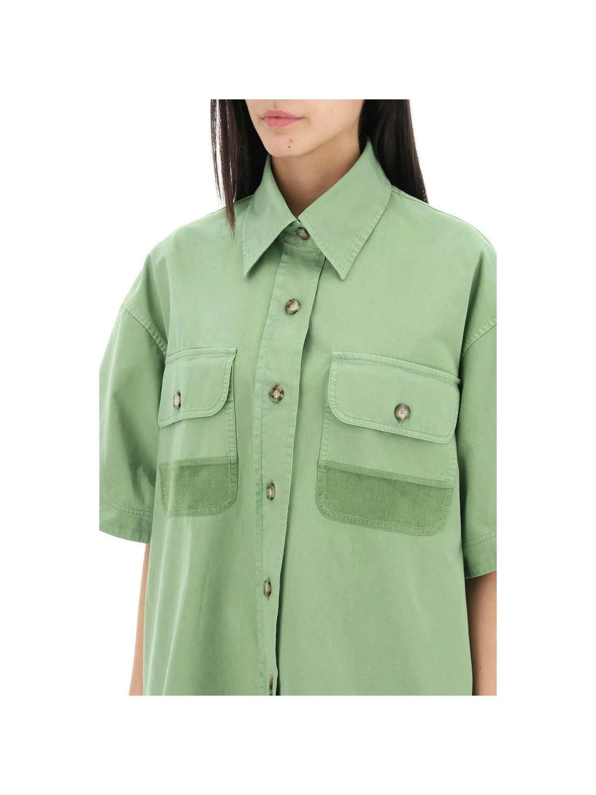 Organic Cotton Utility Shirt in Pistachio STELLA MCCARTNEY JOHN JULIA.