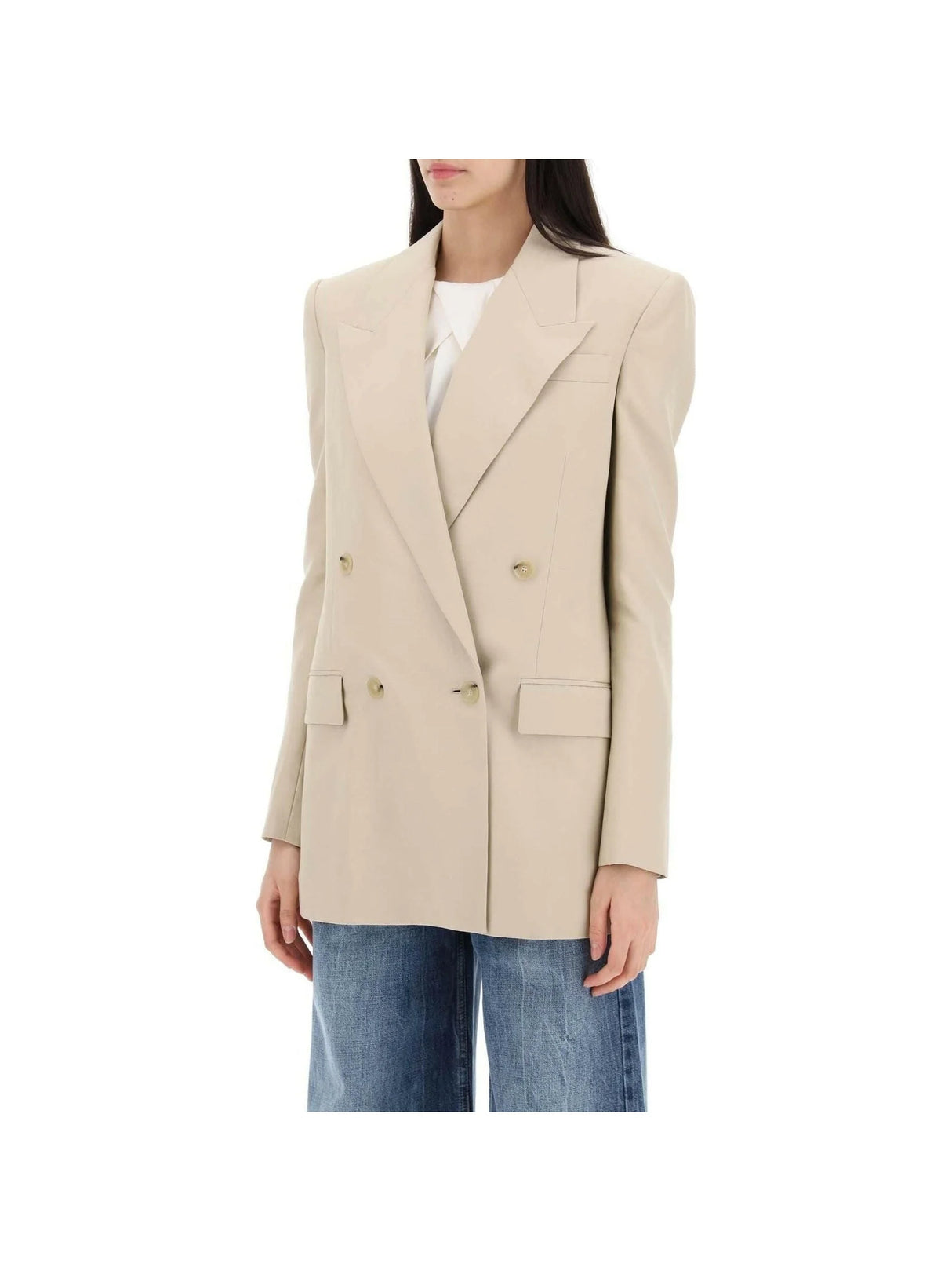 Sand Beige Double-Breasted Viscose Blazer STELLA MCCARTNEY JOHN JULIA.