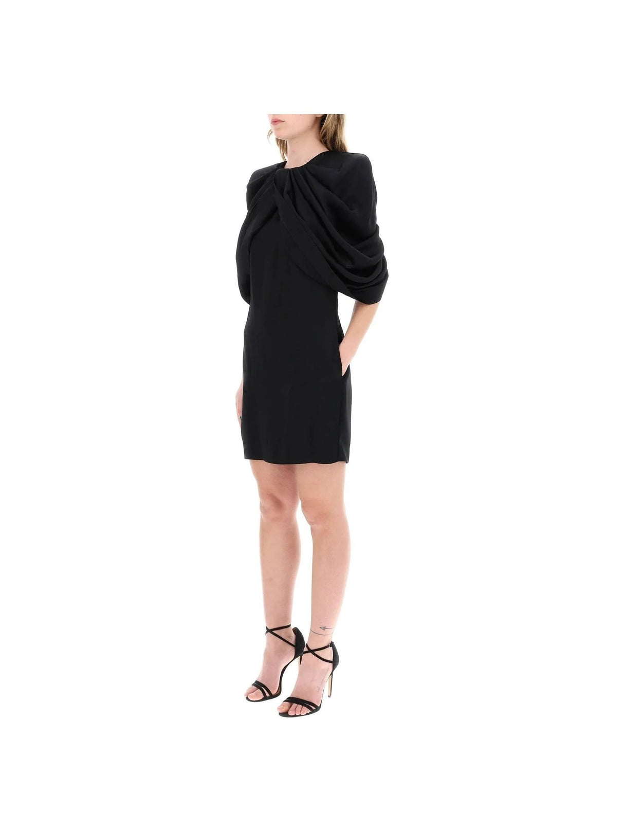 Satin Petal Sleeve Mini Dress - Women > Clothing > Dresses > Mini