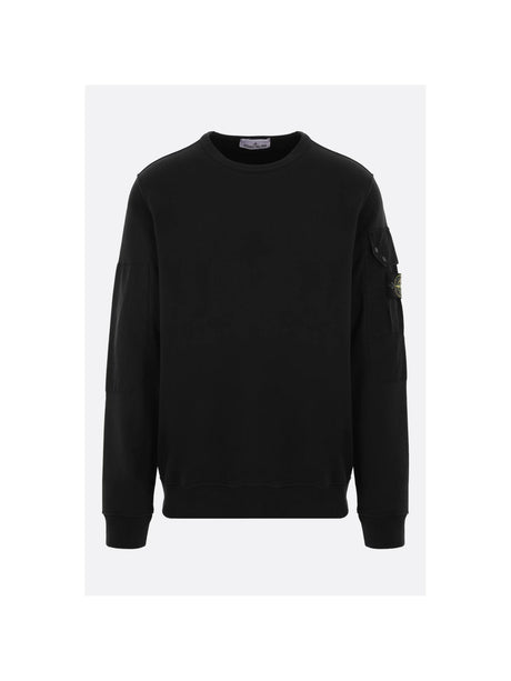 Logo Badge Cotton Jersey Sweatshirt-STONE ISLAND-JOHN JULIA