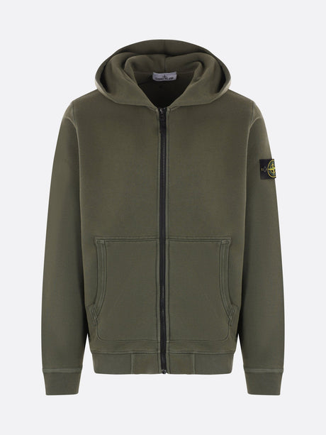 Logo Badge Jersey Full-zip Hoodie-STONE ISLAND-JOHN JULIA