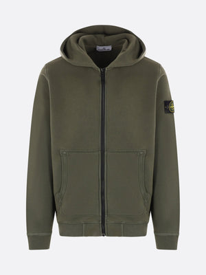 Logo Badge Jersey Full-zip Hoodie-STONE ISLAND-JOHN JULIA