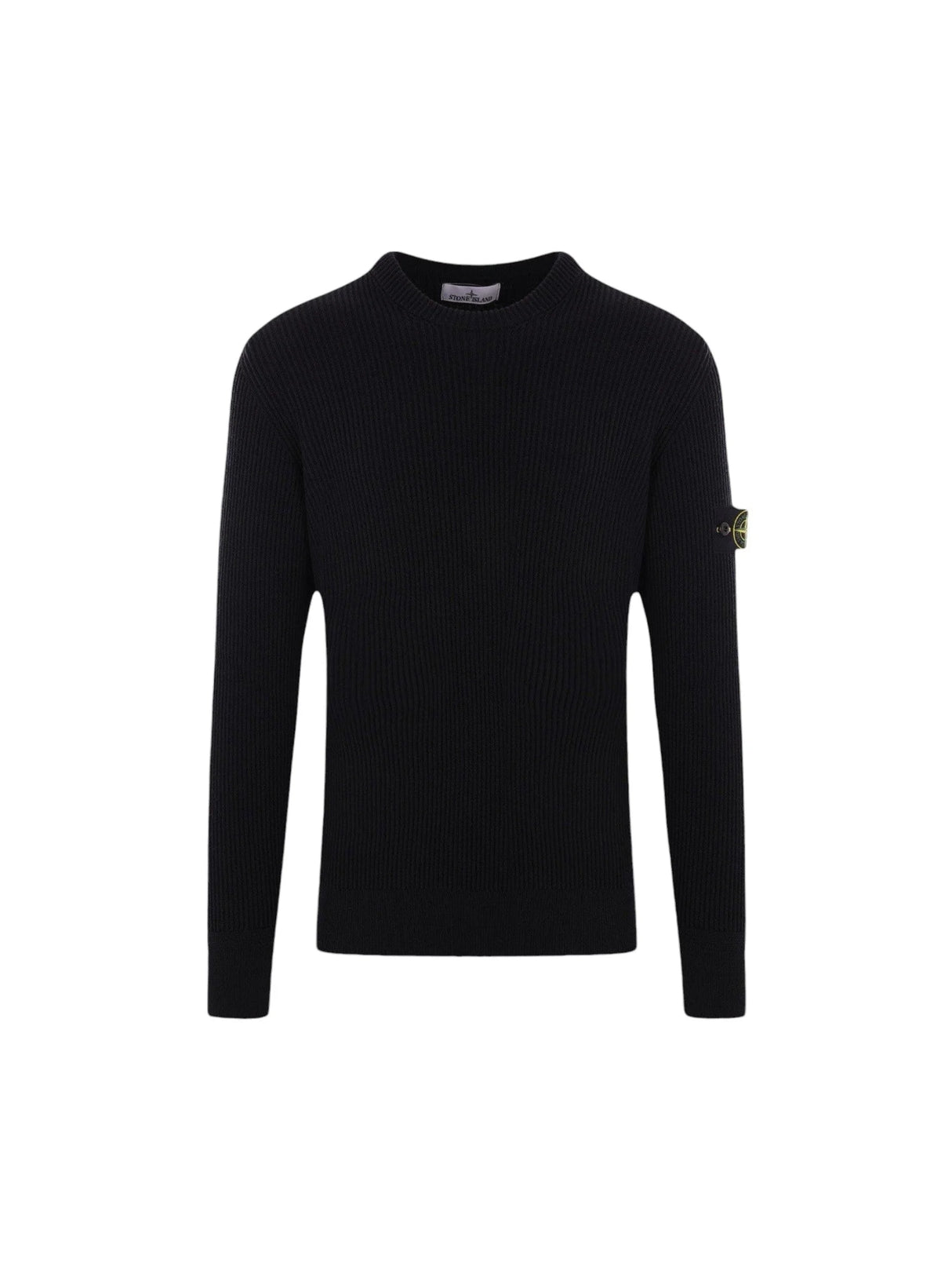 Logo Badge Ribbed Wool Sweater-STONE ISLAND-JOHN JULIA