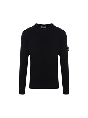 Logo Badge Ribbed Wool Sweater-STONE ISLAND-JOHN JULIA