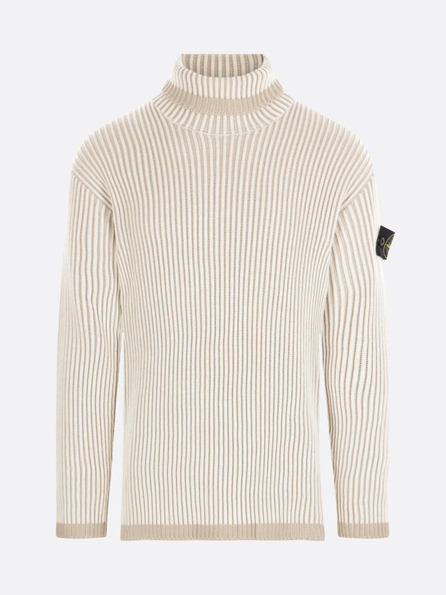 Ribbed Wool Turtleneck-STONE ISLAND-JOHN JULIA