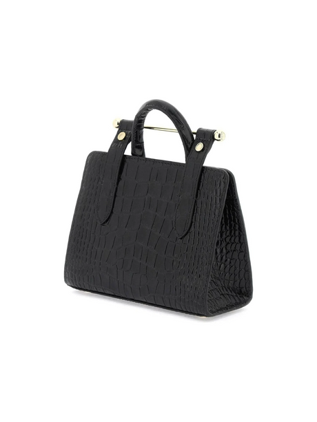 Black Nano Croc-Embossed Leather Tote Bag STRATHBERRY JOHN JULIA.