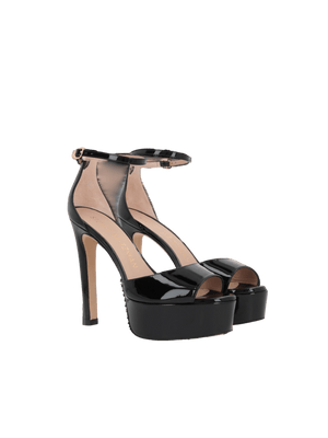 Discoplatform Patent Leather Sandals-STUART WEITZMAN-JOHN JULIA