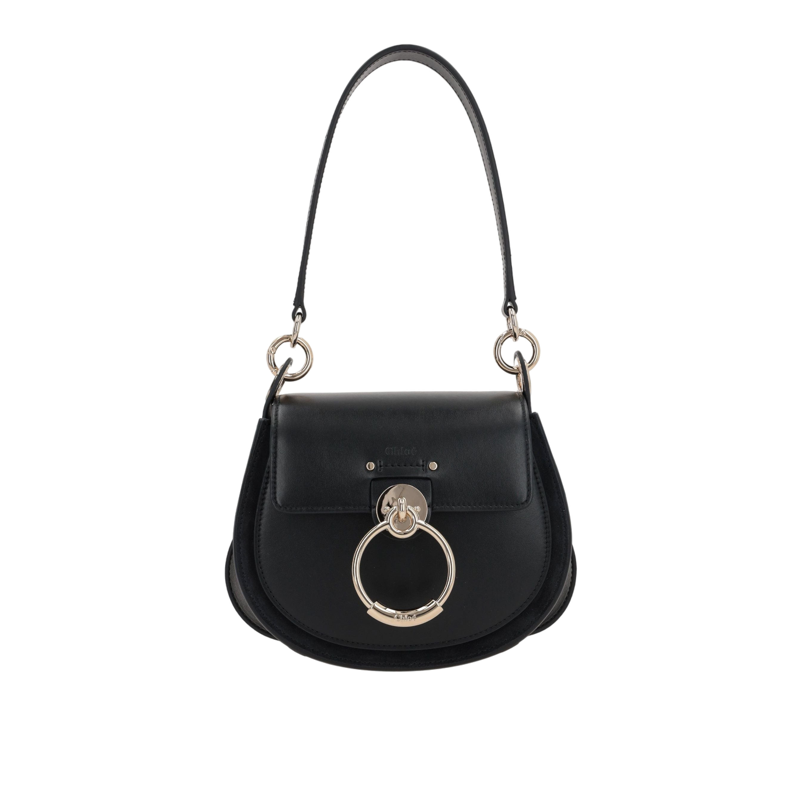 Tess Small Shiny Leather and Suede Handbag-CHLOÉ-JOHN JULIA