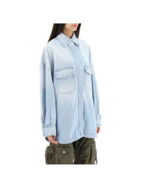 THE ATTICO-Oversized Denim Overshirt-JOHN JULIA