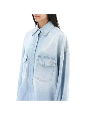 THE ATTICO-Oversized Denim Overshirt-JOHN JULIA