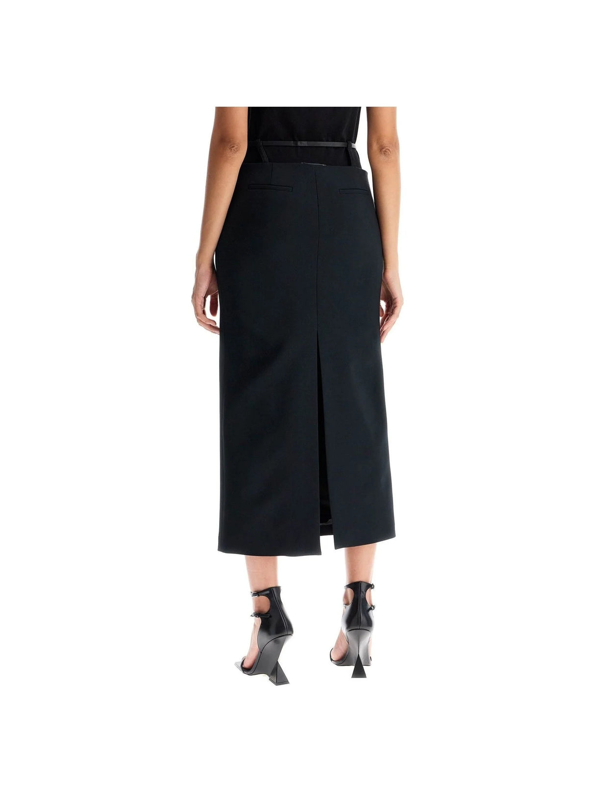 Stretch Crêpe Midi Skirt with Belt-The Attico-JOHN JULIA