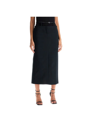 Stretch Crêpe Midi Skirt with Belt-The Attico-JOHN JULIA