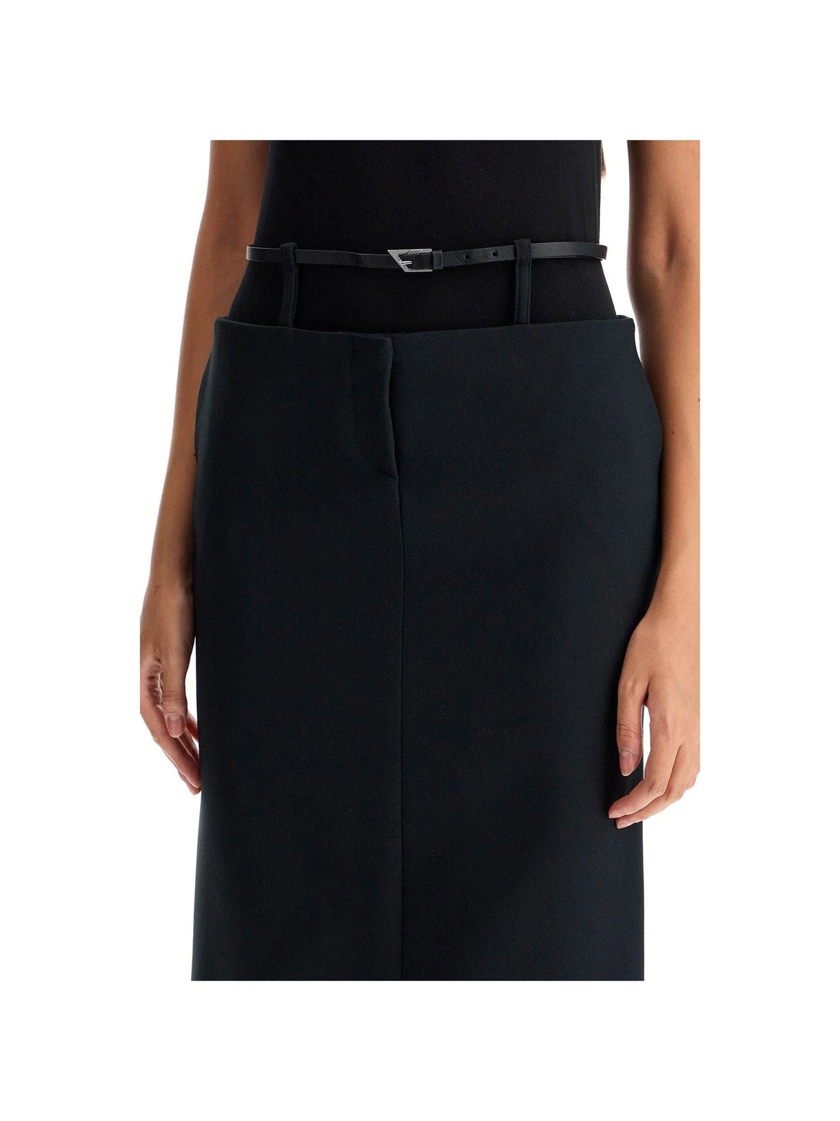 Stretch Crêpe Midi Skirt with Belt-The Attico-JOHN JULIA