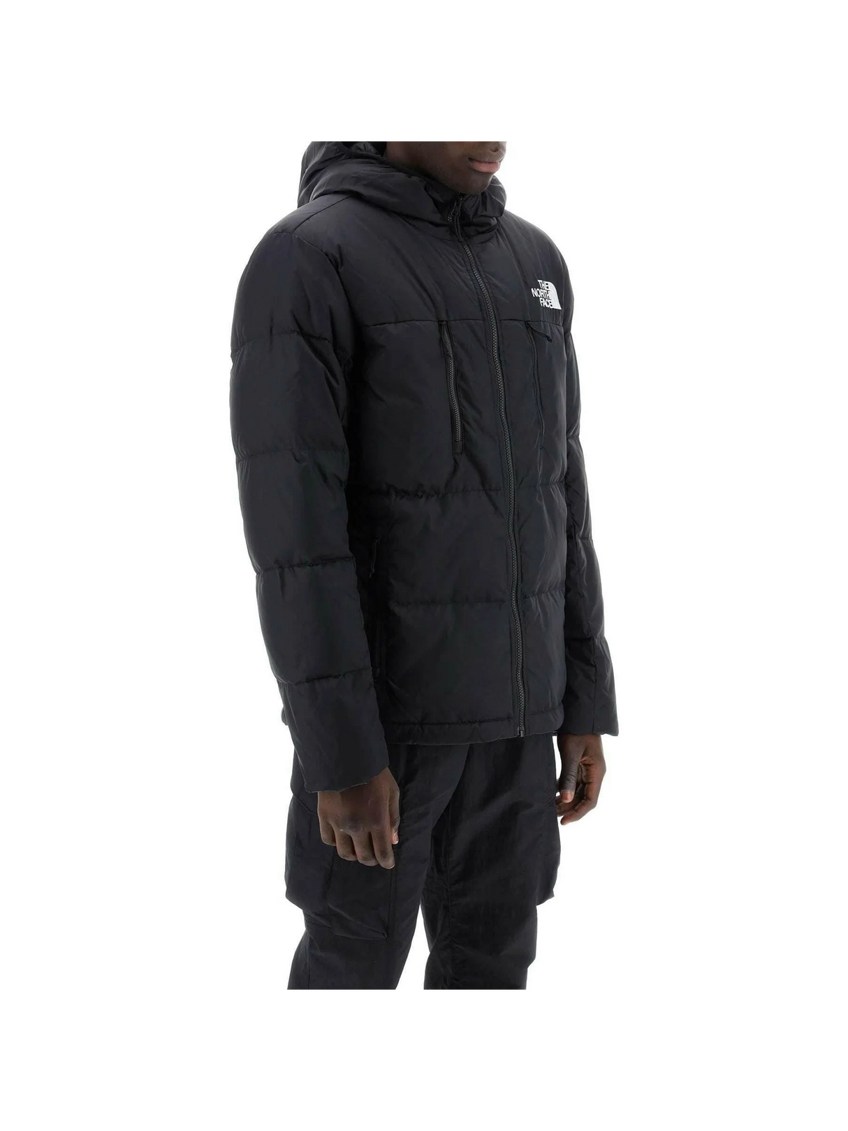 Black Recycled Nylon Himalayan Short Hooded Down Jacket THE NORTH FACE JOHN JULIA.