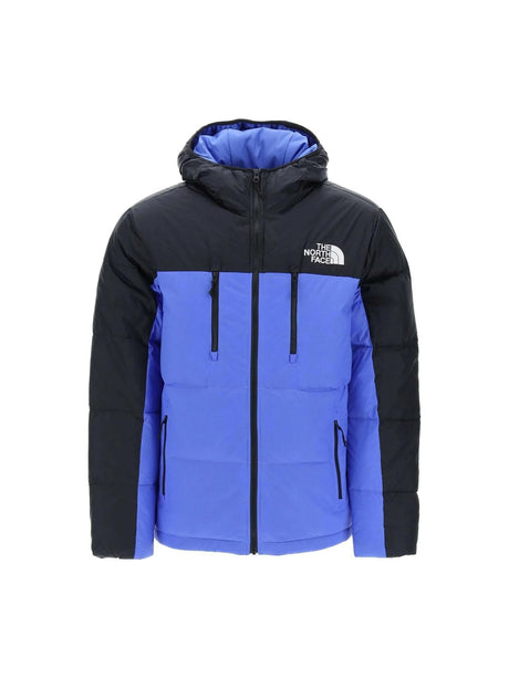 Solar Blue Recycled Nylon Himalayan Short Hooded Down Jacket THE NORTH FACE JOHN JULIA.