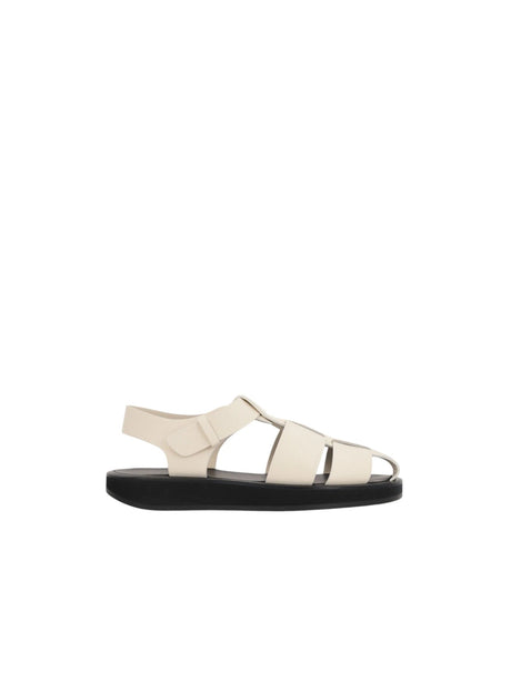 Fisherman Grainy Leather Flat Sandals-THE ROW-JOHN JULIA