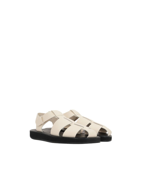 Fisherman Grainy Leather Flat Sandals-THE ROW-JOHN JULIA