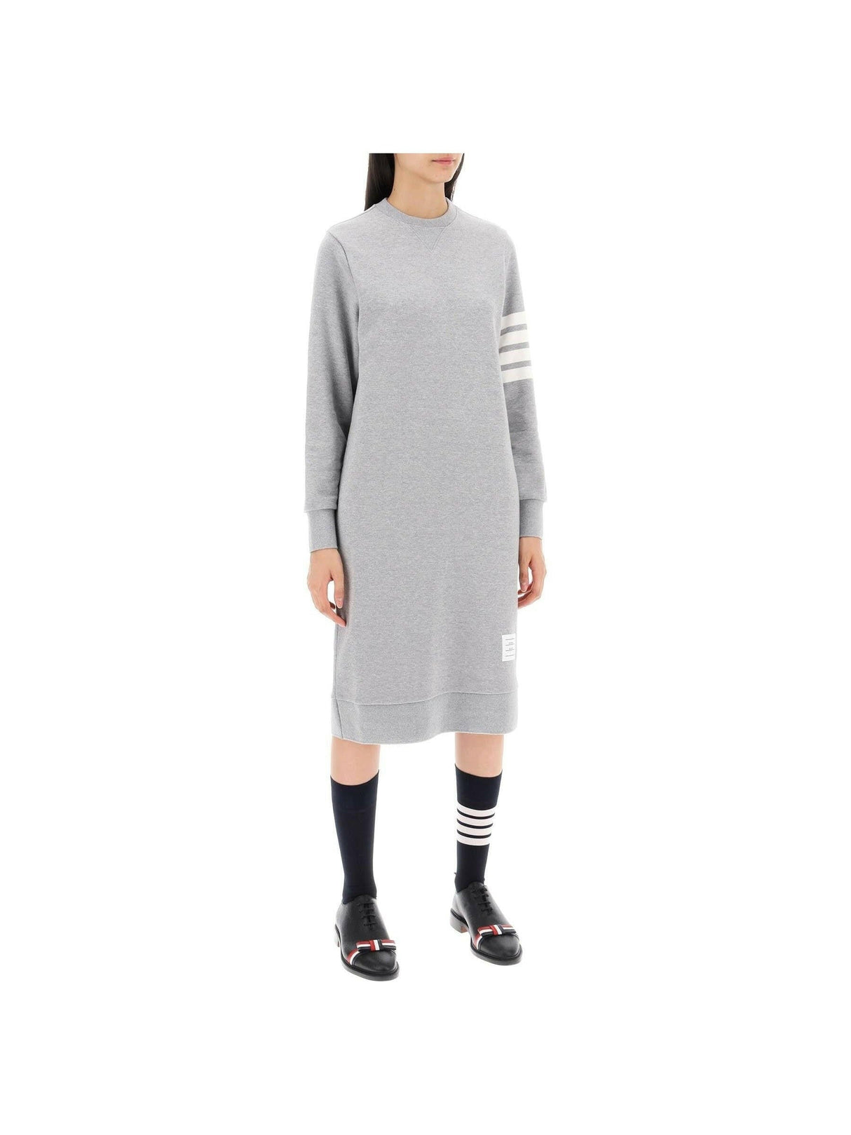 THOM BROWNE-4-Bar Cotton Fleece Dress-JOHN JULIA