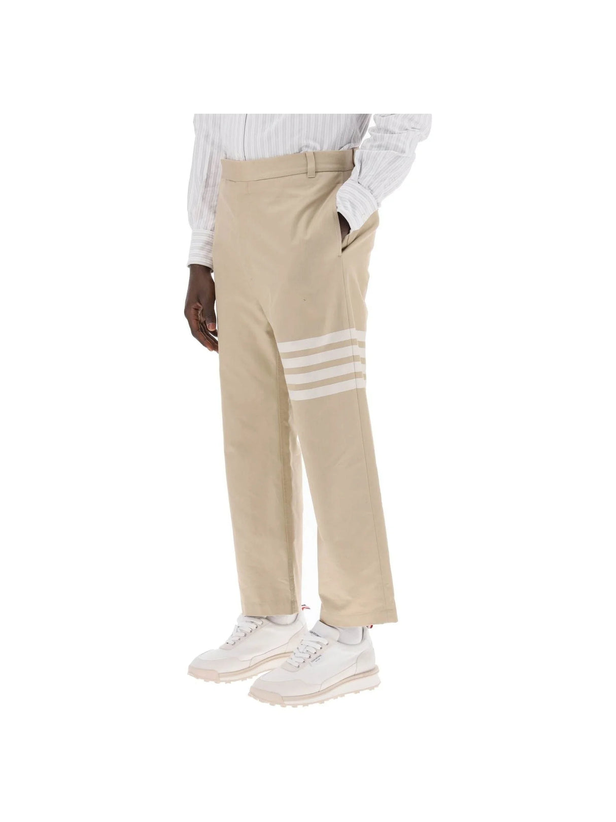 THOM BROWNE-4-Bar Cotton Twill Cropped Pants-JOHN JULIA