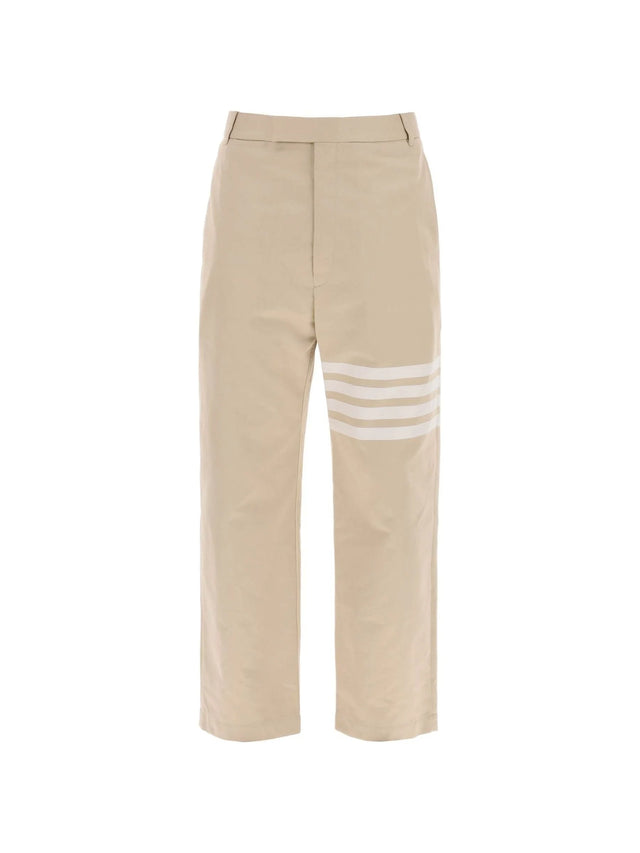 THOM BROWNE-4-Bar Cotton Twill Cropped Pants-JOHN JULIA