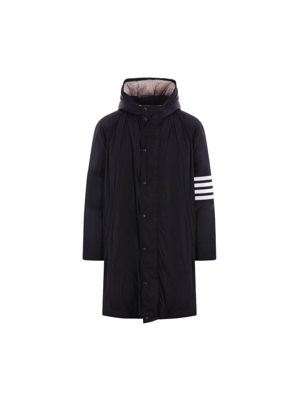 4-bar-detailed Oversize Nylon Down Jacket-THOM BROWNE-JOHN JULIA