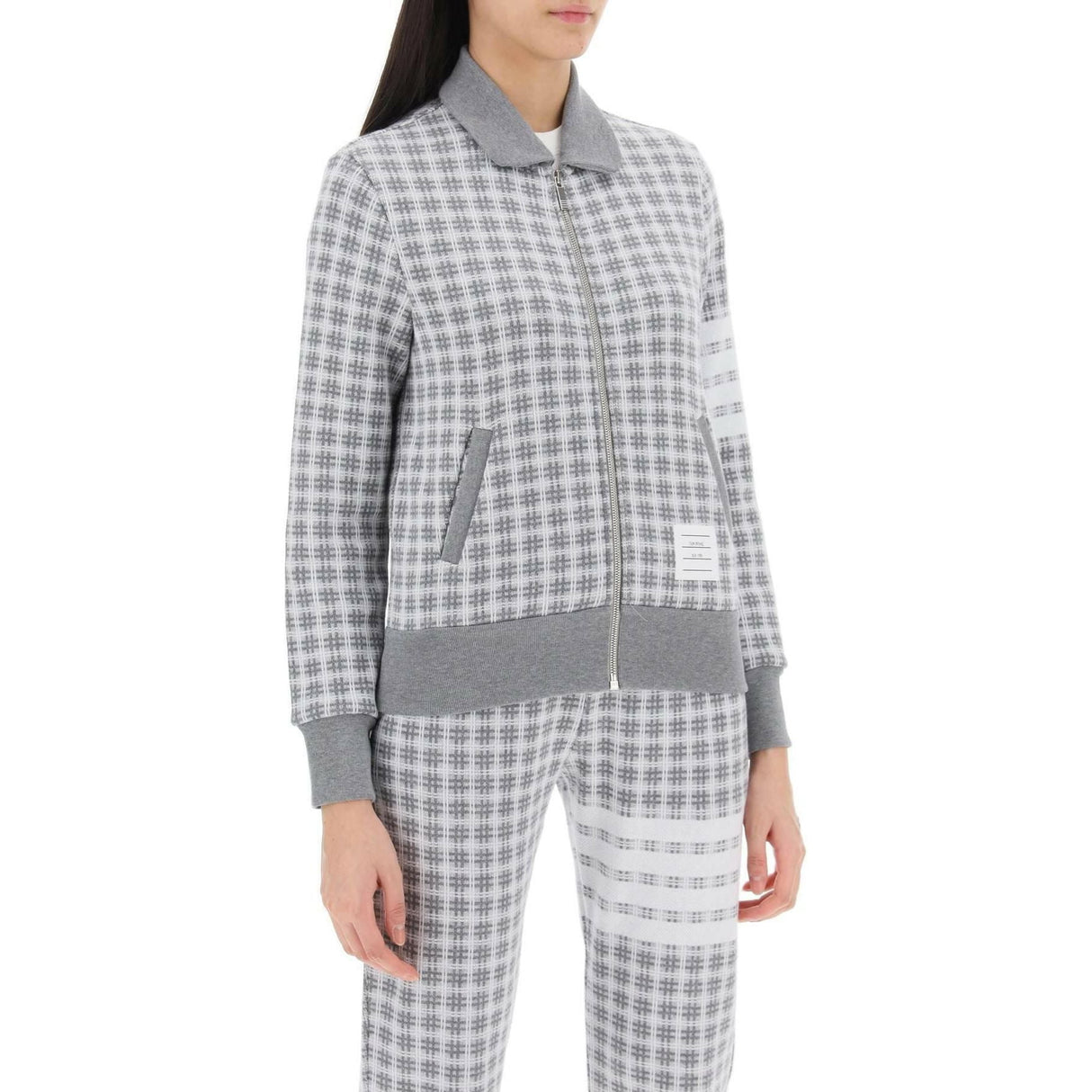 4-Bar Sweatshirt In Check Knit THOM BROWNE JOHN JULIA.