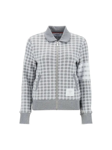 4-Bar Sweatshirt In Check Knit THOM BROWNE JOHN JULIA.