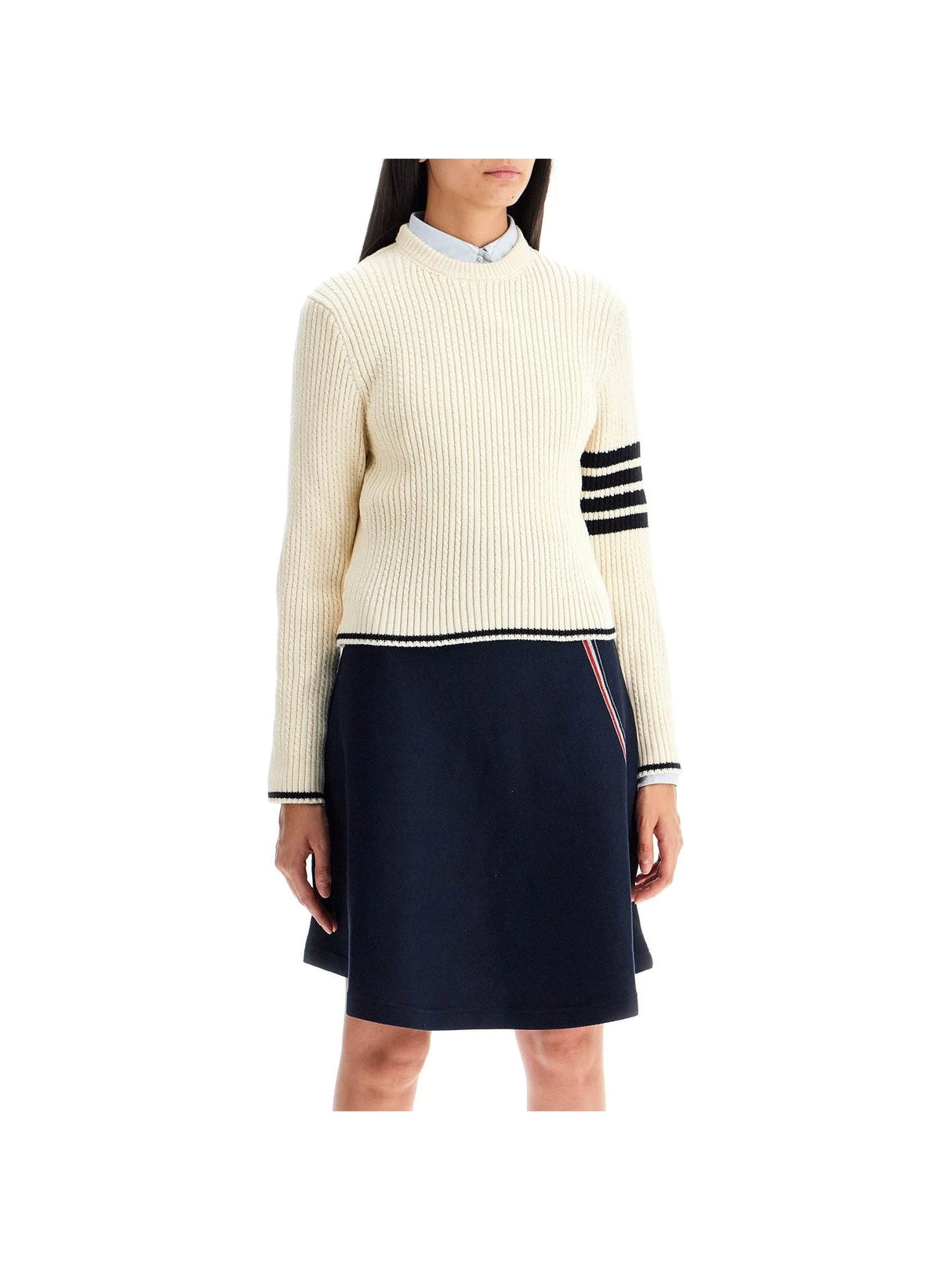 THOM BROWNE-"4 Bar Virgin Wool Sweater -JOHN JULIA.