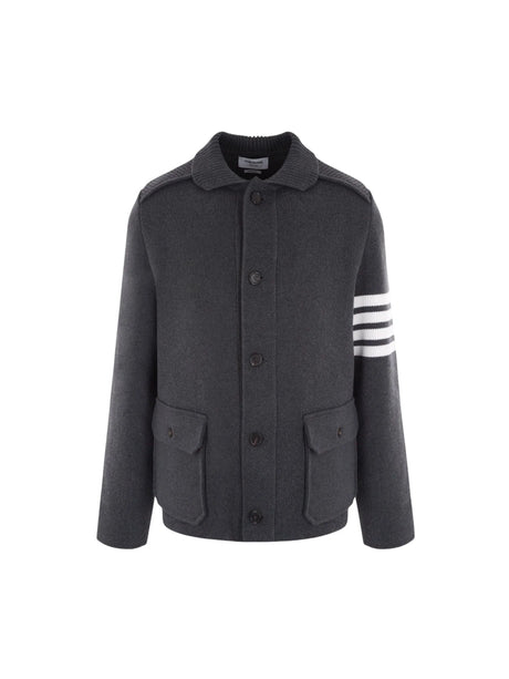 4bar Cotton Cashmere Cardigan-THOM BROWNE-JOHN JULIA