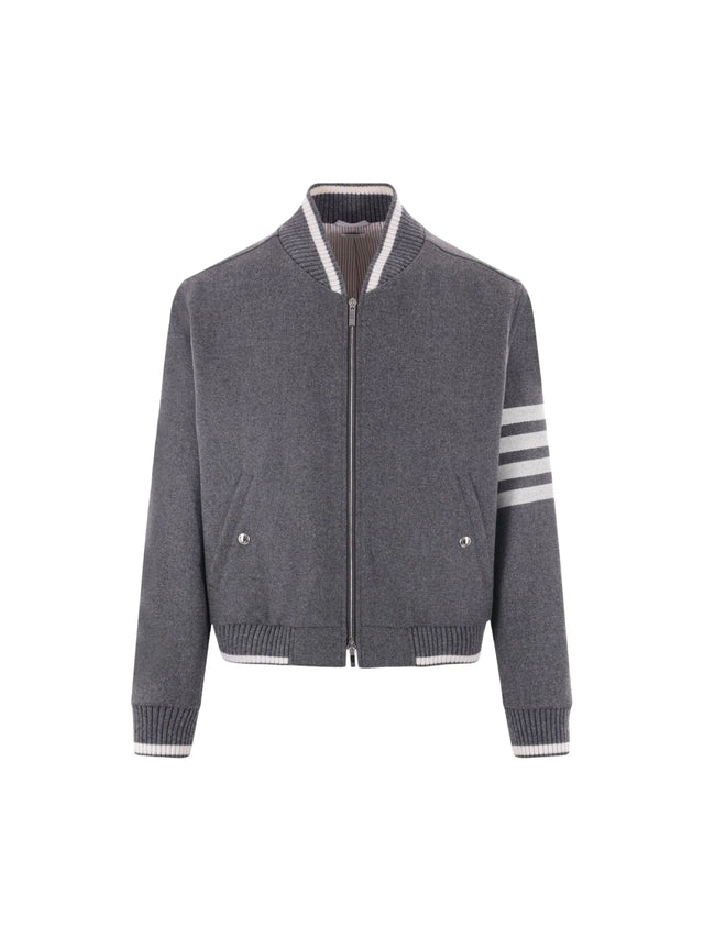 4bar Flannel Bomber Jacket-THOM BROWNE-JOHN JULIA