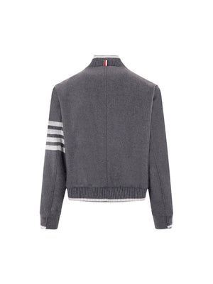 4bar Flannel Bomber Jacket-THOM BROWNE-JOHN JULIA