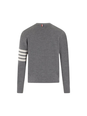 4bar Wool Cardigan-THOM BROWNE-JOHN JULIA