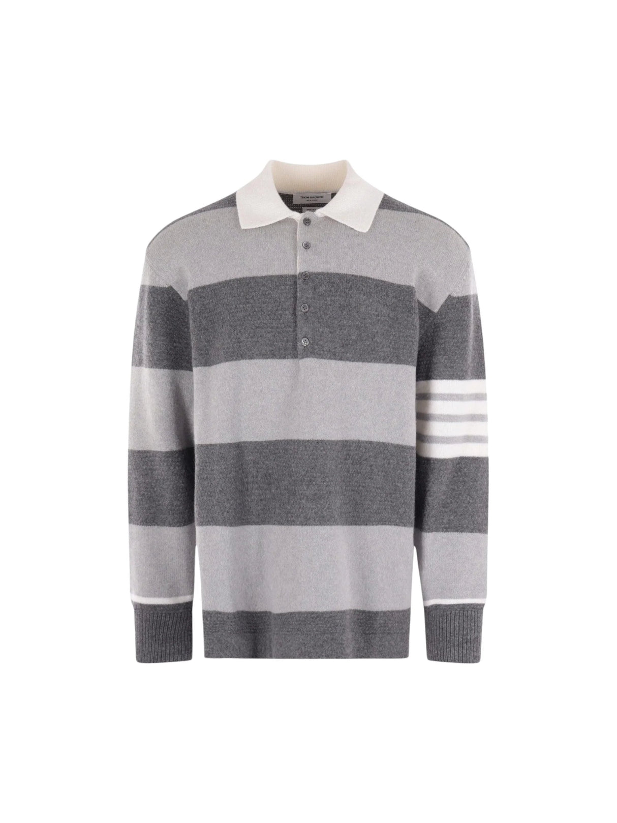 4bar Wool Polo Sweater-THOM BROWNE-JOHN JULIA