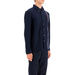 THOM BROWNE-"Button Down Overshirt In Knit With Tricolor -JOHN JULIA.