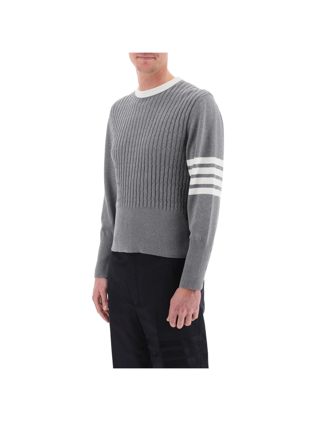 Cable 4-Bar Cotton Sweater - Men > Clothing > Knitwear > Pullovers