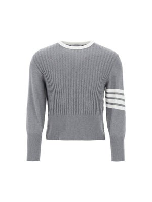 Cable 4-Bar Cotton Sweater