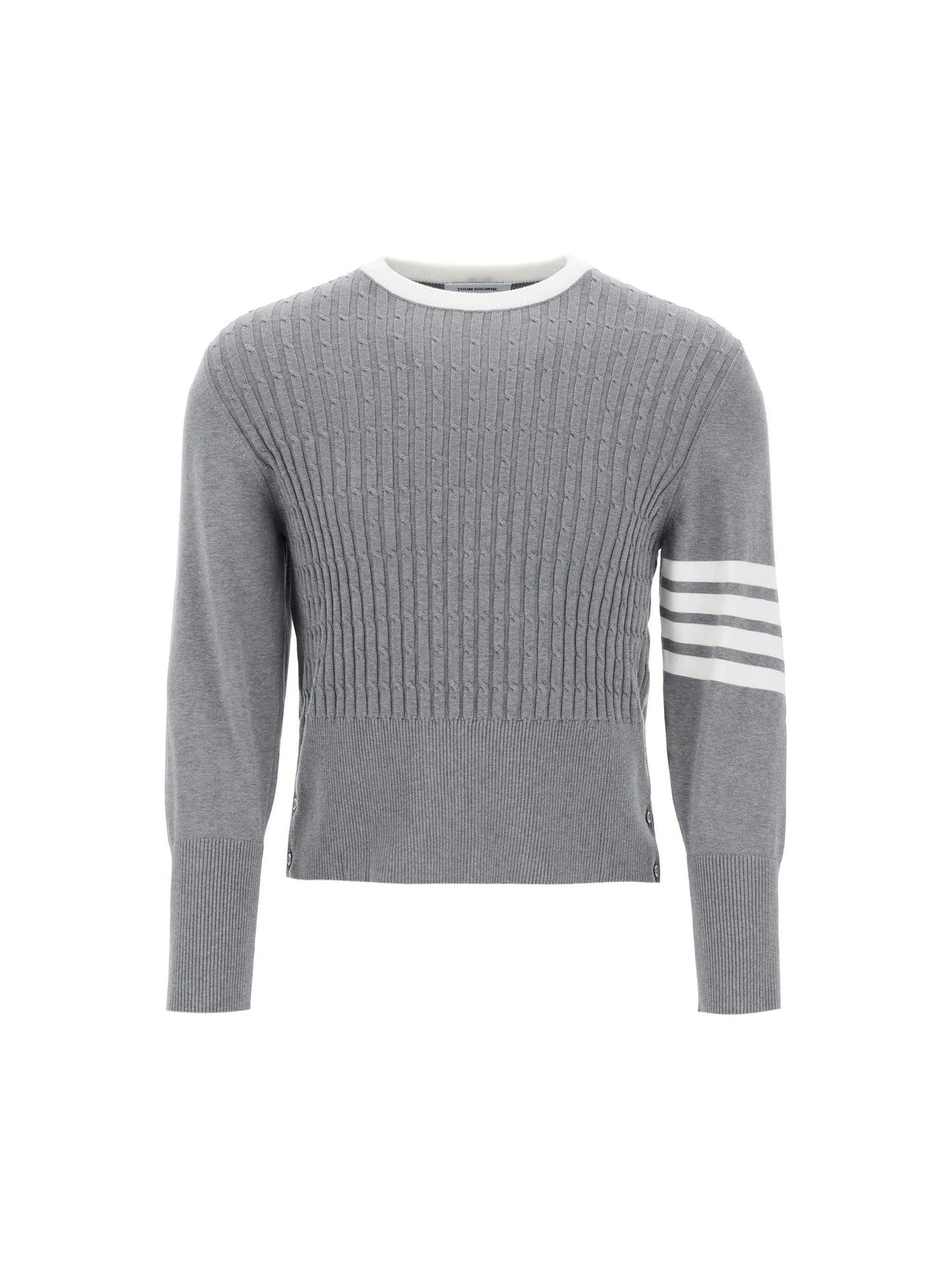 Cable 4-Bar Cotton Sweater - 000 - Men > Clothing > Knitwear > Pullovers