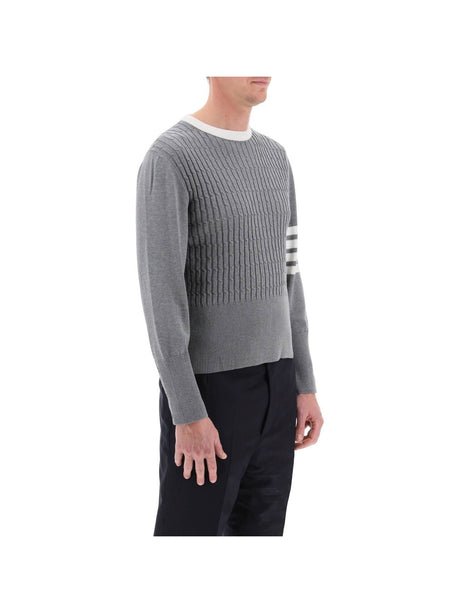 Cable 4-Bar Cotton Sweater