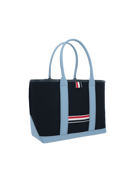 Canvas Interlock Small Tote Bag-THOM BROWNE-JOHN JULIA