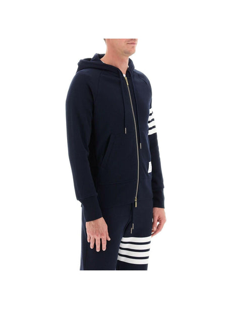 THOM BROWNE-Classic Loopback 4-Bar Full Zip Hoodie-JOHN JULIA