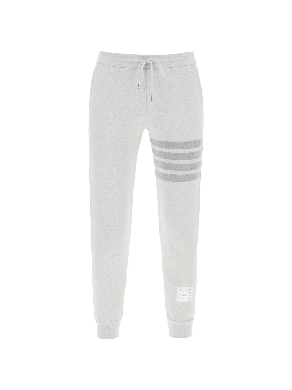 THOM BROWNE-Cotton Loopback Tonal 4-Bar Sweatpants-JOHN JULIA