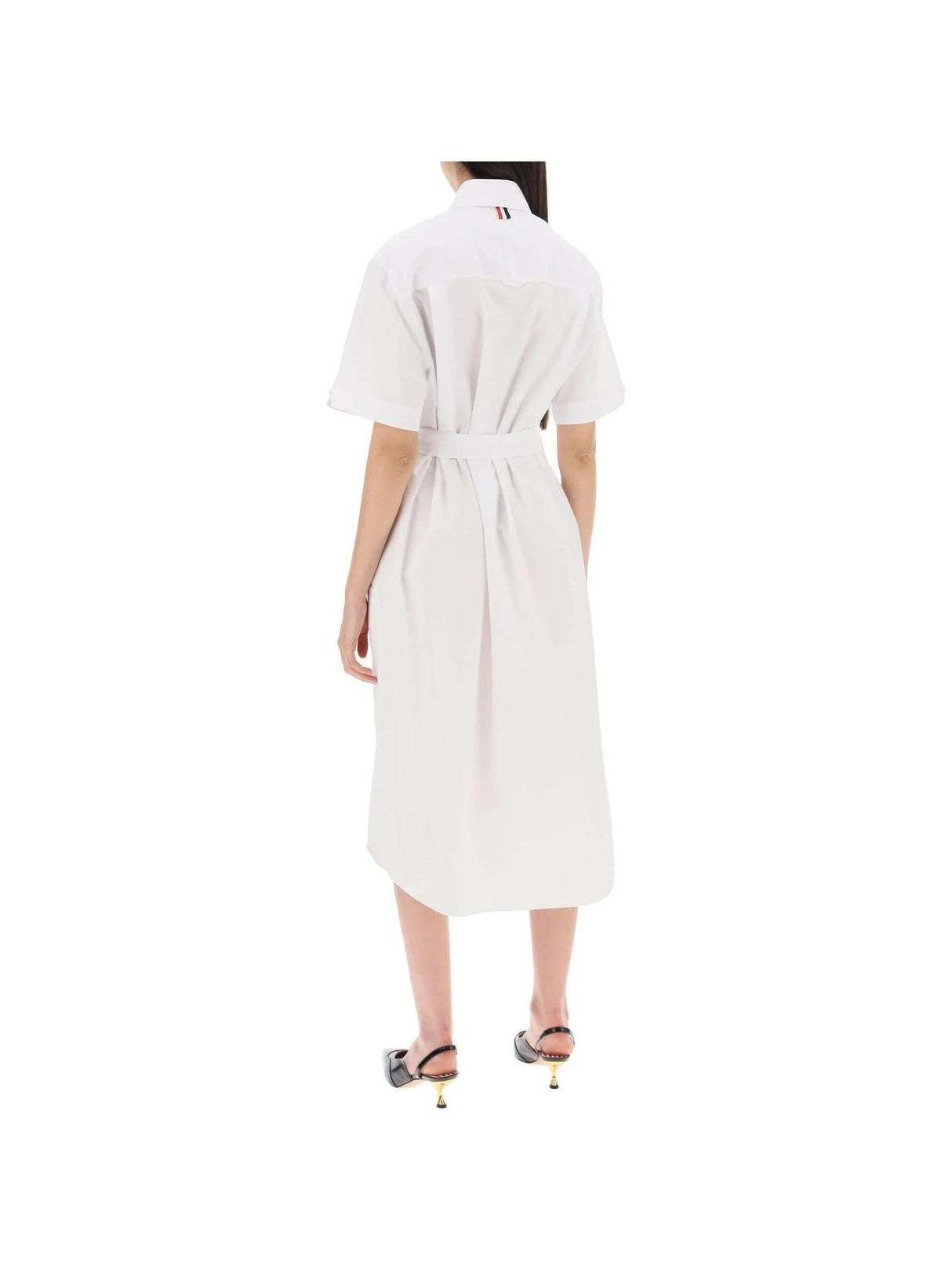 THOM BROWNE-Cotton Poplin Belted shirt Dress-JOHN JULIA