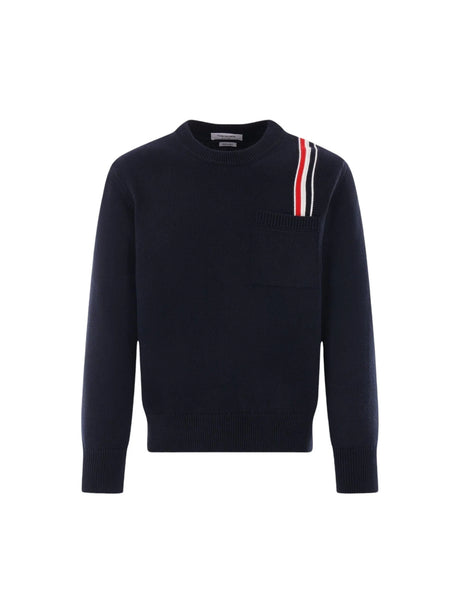 Cotton Tricolor Intarsia Sweater-THOM BROWNE-JOHN JULIA